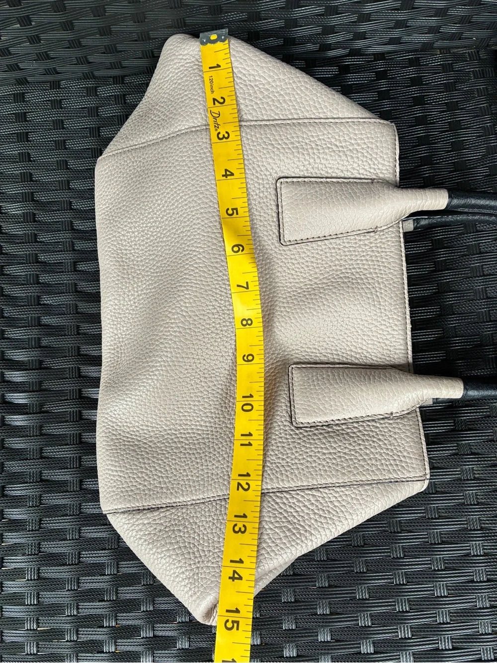 kate spade Pebbled Leather Satchel in Light Gray with Black Handles
